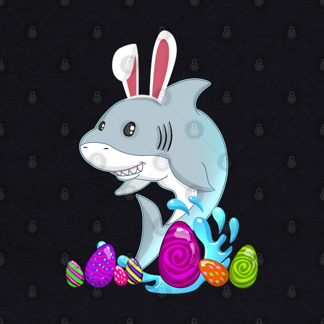 Funny Easter Bunny Shark With Egg Easter Sunday by TheBeardComic